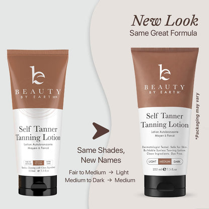 Beauty by Earth Self Tanner - USA Made with Natural & Organic Ingredients, Moisturizing Self Tanning Lotion with Aloe Vera & Coconut for a Natural Glow, Streak-Free Fake Tan